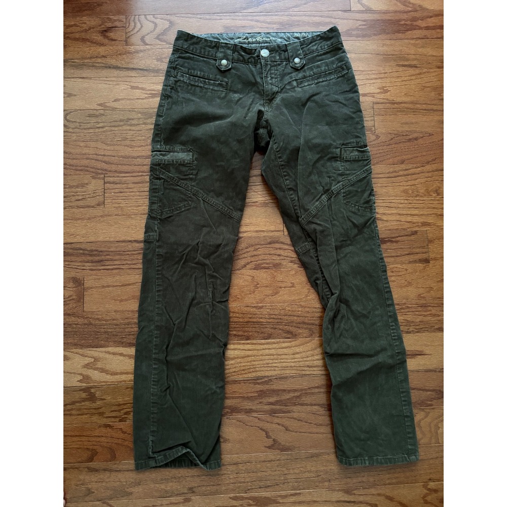 Eddie Bauer Forest Green Modern Fit‎ Straight Cargo Corduroy Jeans Size 2